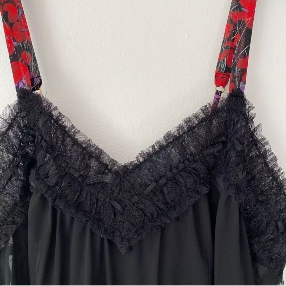 Flora Nikrooz Black Mesh Ruffle Teddy New, Small - Picture 2 of 9